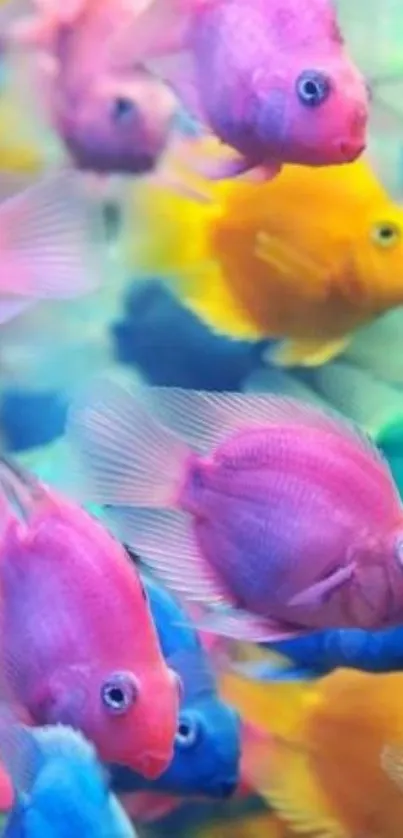 Colorful fish swimming in a vibrant aquarium background.