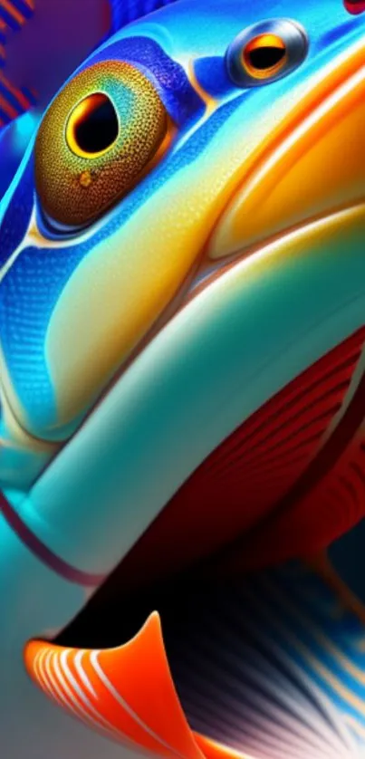 Vibrant fish art wallpaper with vivid colors and intricate patterns.