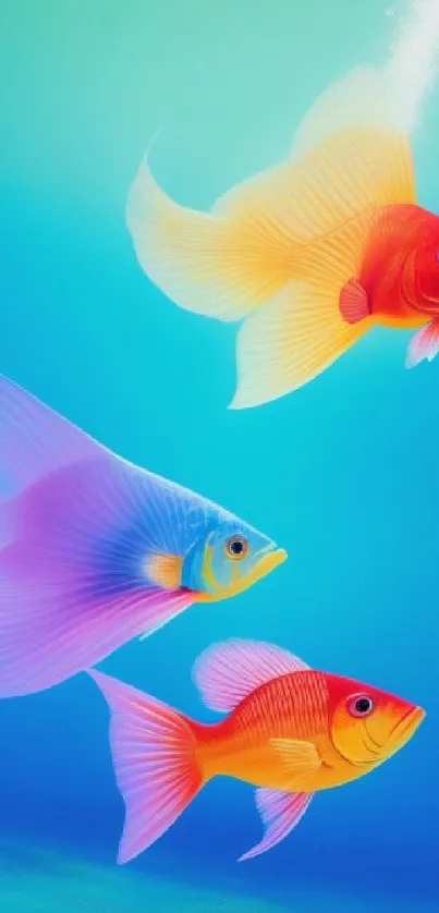 Vibrant and colorful fish swimming in a serene ocean setting, perfect for phone wallpaper.