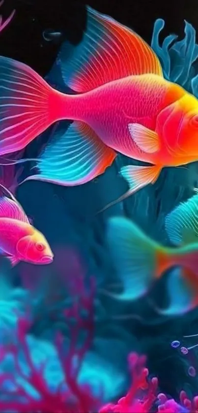 Vibrant fish swim among colorful coral underwater.