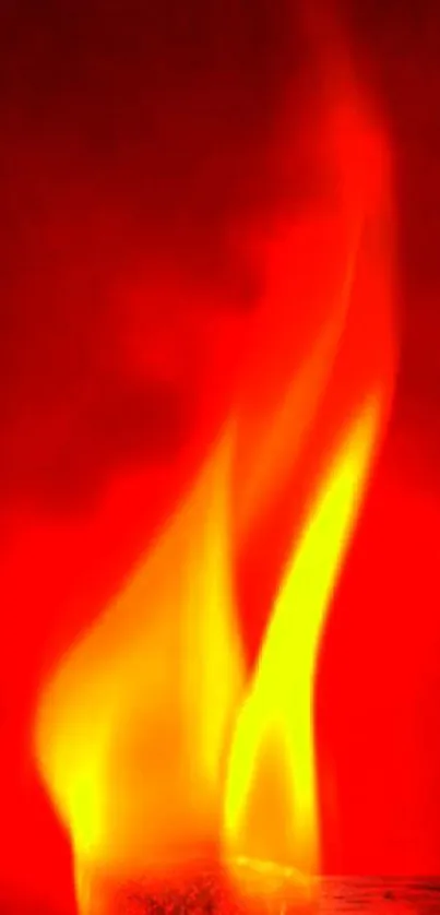 Vibrant red and orange flame from a matchstick on a mobile wallpaper.