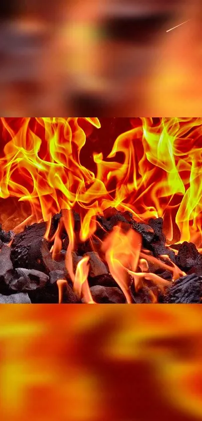 Dynamic wallpaper with vibrant orange flames.