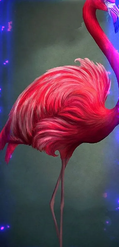 Vibrant pink flamingo art on a mobile wallpaper.