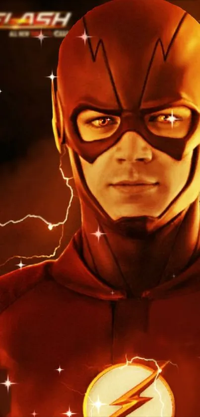 Dynamic image of Flash hero with lightning effects.