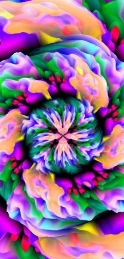 Vibrant floral abstract wallpaper with swirling colors.