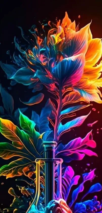 Vibrant abstract floral wallpaper with dynamic colors and artistic flair.