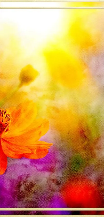 Vibrant abstract wallpaper with orange flowers.