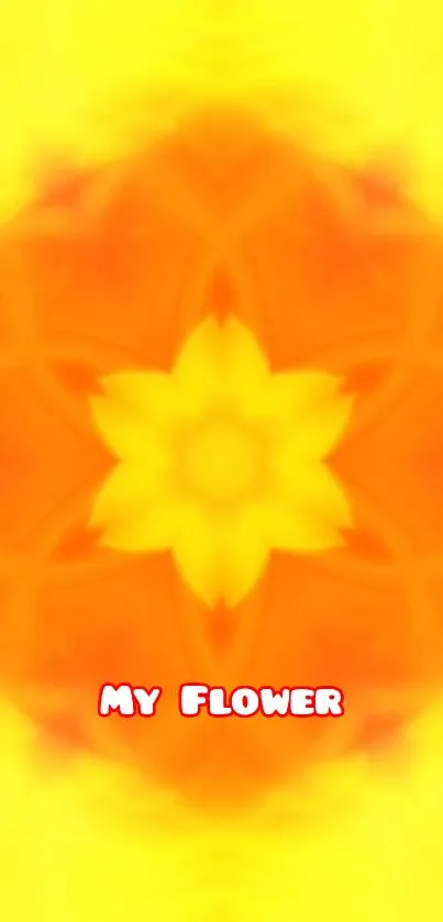 Yellow and orange abstract floral mobile wallpaper with vibrant design.