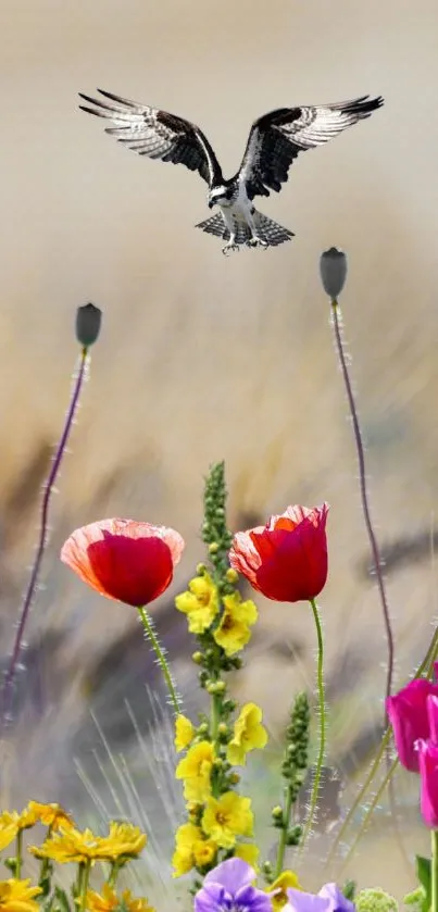 Vibrant floral and bird scene, perfect for mobile wallpaper.