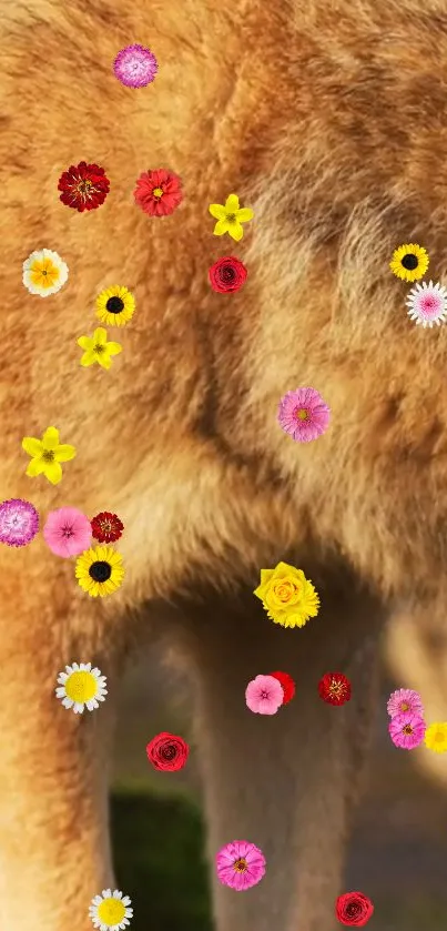 Animal with floral overlay mobile wallpaper