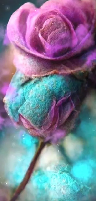 Close-up of vibrant purple roses with bluish hues for mobile wallpaper.