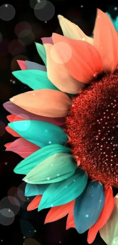 Colorful sunflower with bokeh background.