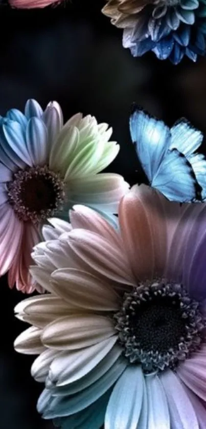 Colorful flowers and butterflies mobile wallpaper.