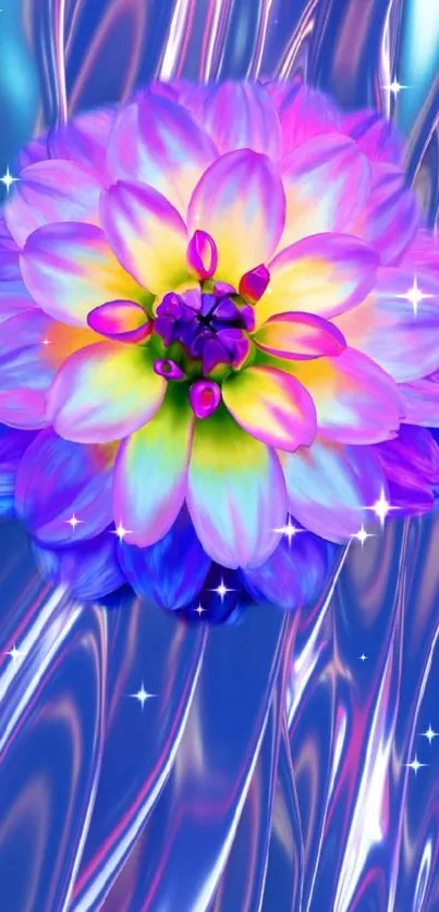 Vibrant digital wallpaper with colorful flower.