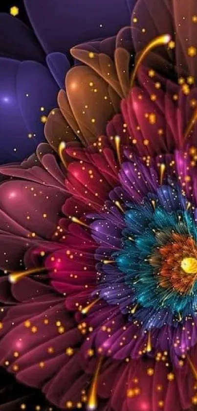 Vibrant digital art of a colorful abstract flower.