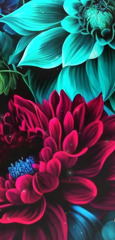 Vibrant mobile wallpaper with colorful floral digital art.