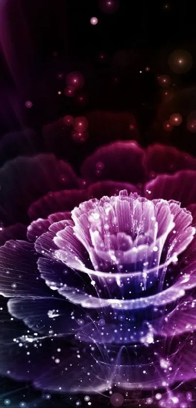 Vibrant neon purple flower digital art wallpaper.