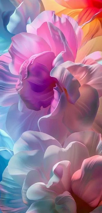 Vibrant floral digital art wallpaper with colorful flowers.