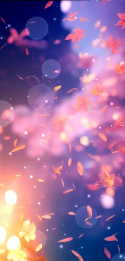 Dreamy pink floral wallpaper with bokeh effects.