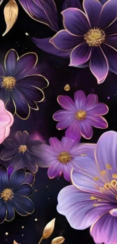 Vibrant purple and pink floral wallpaper