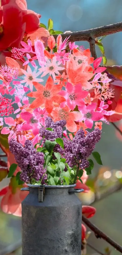 Vibrant bouquet of colorful flowers in vivid nature.