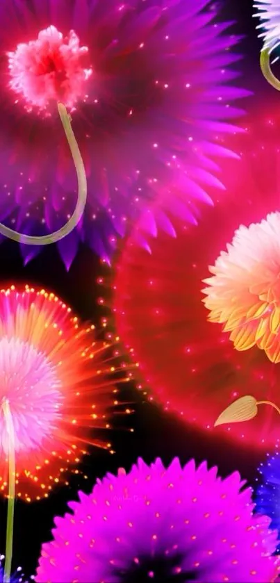 Vibrant abstract floral design wallpaper.
