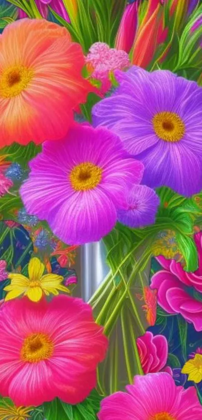 Vibrant floral garden with colorful blossoms.