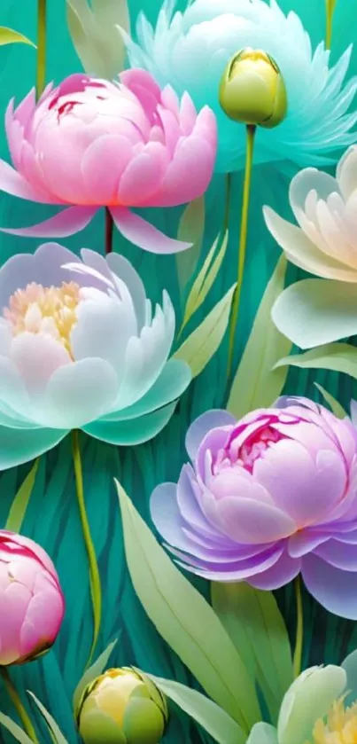 Colorful floral wallpaper with vibrant blooms.