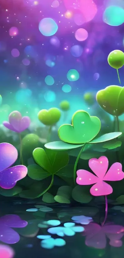 Colorful abstract floral fantasy wallpaper with vibrant hues.