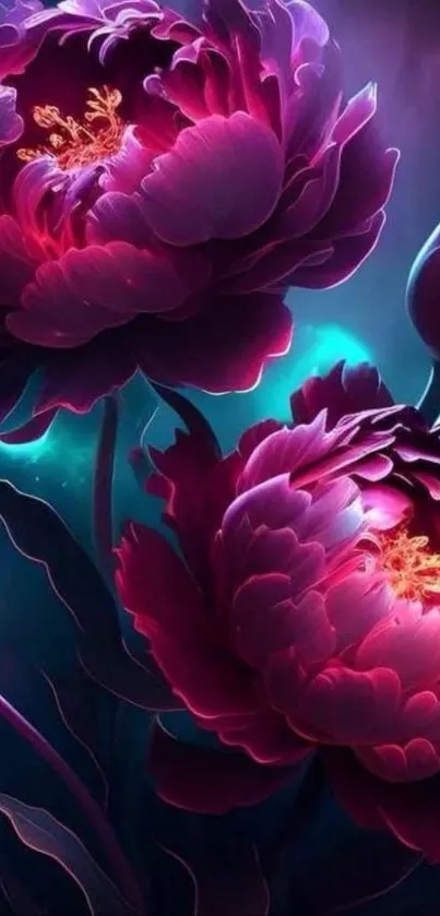 Vibrant floral fantasy mobile wallpaper with colorful blossoms.