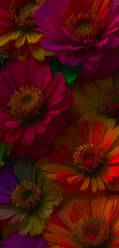 Vibrant floral wallpaper with colorful flowers.