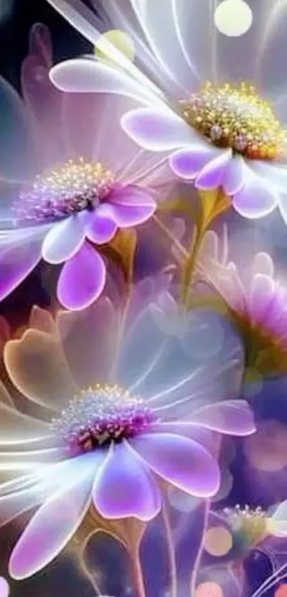 Vibrant floral wallpaper with whimsical flowers.