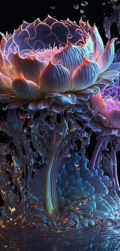 Surreal floral fantasy wallpaper with vibrant colors and dynamic petals.