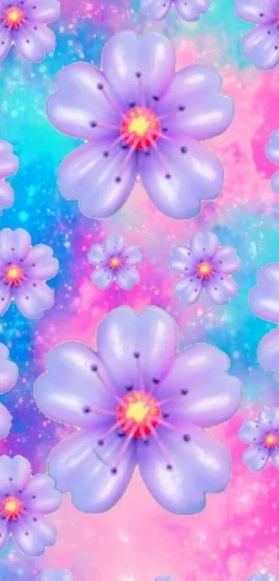 Purple flowers on a colorful dreamy background.