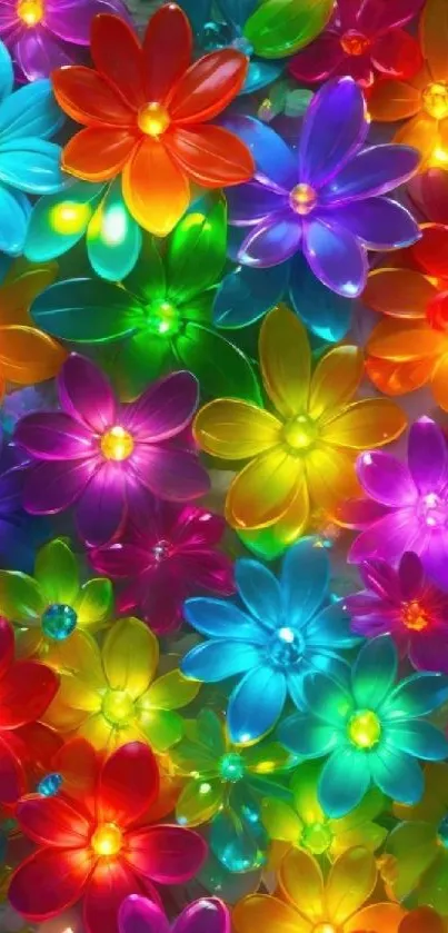 Vibrant and colorful floral wallpaper design.