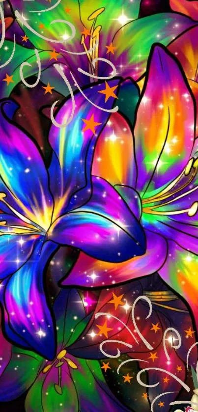 Colorful vibrant floral phone wallpaper