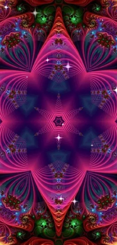 Vibrant floral fractal design in pink and purple hues.