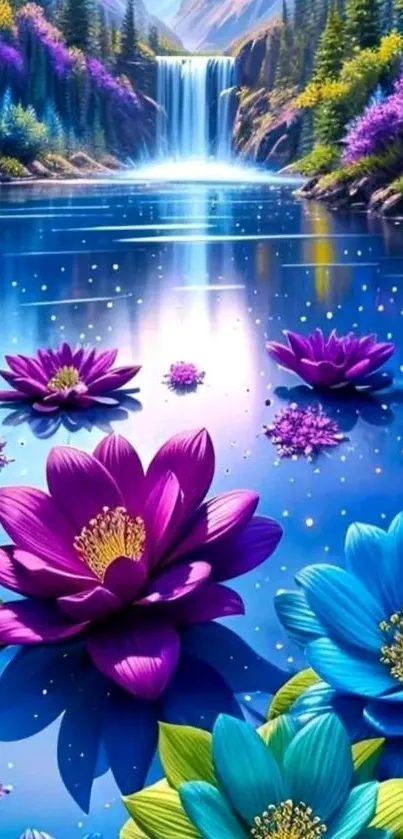 Colorful water lilies on a serene lake.