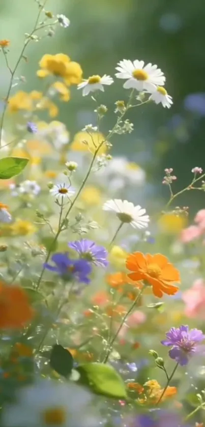 Vibrant wildflower meadow with colorful blooms.