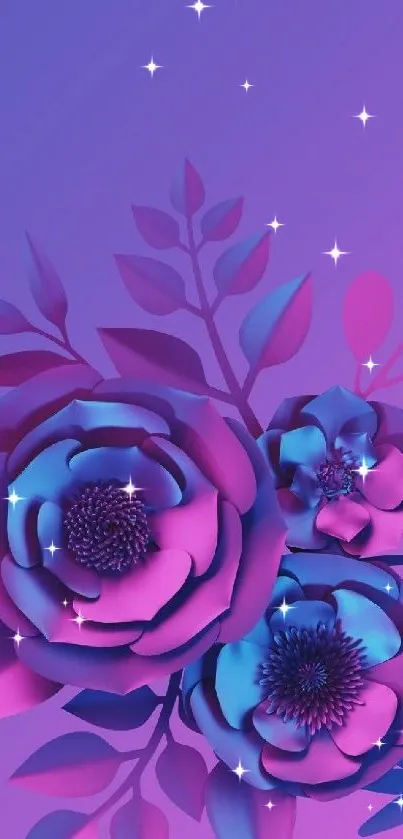 Vibrant purple floral mobile wallpaper with elegant design.