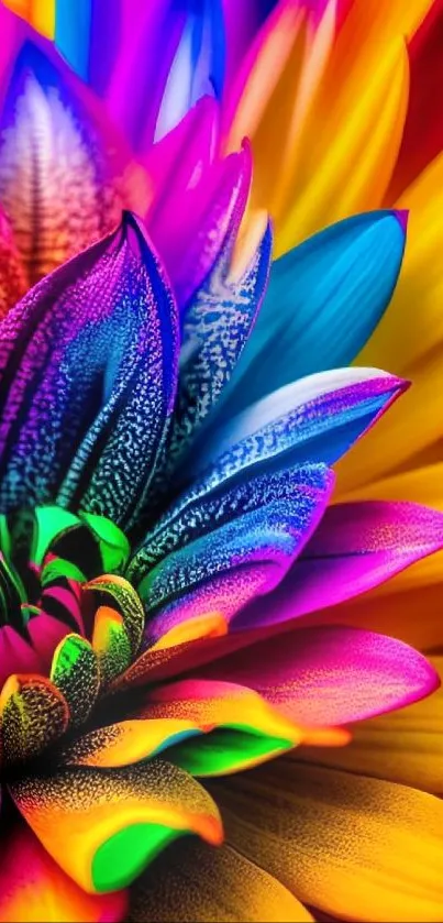 Vibrant multicolor flower with rainbow petals