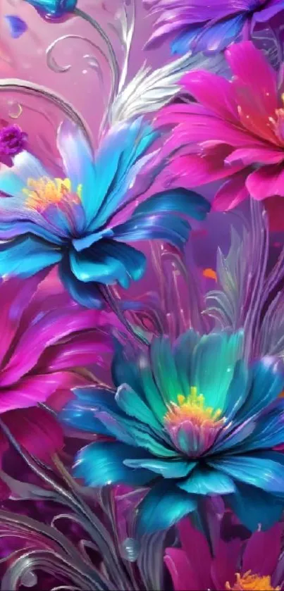 Vibrant floral mobile wallpaper with colorful flowers.