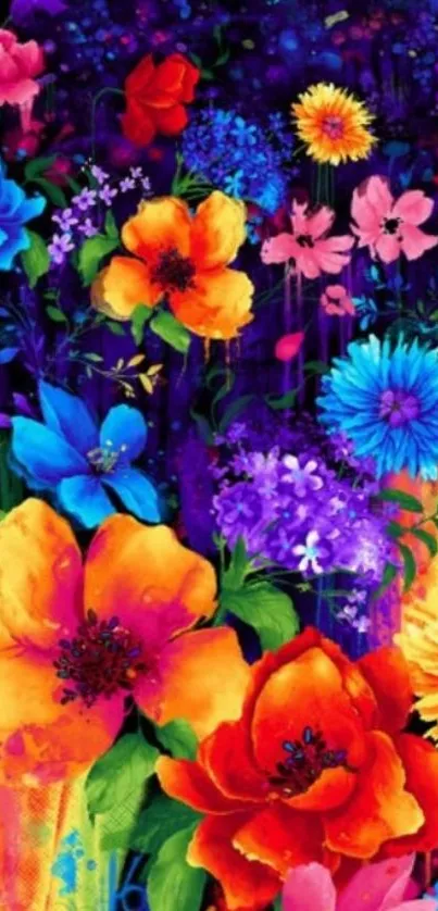 Vibrant floral mobile wallpaper with colorful flowers.