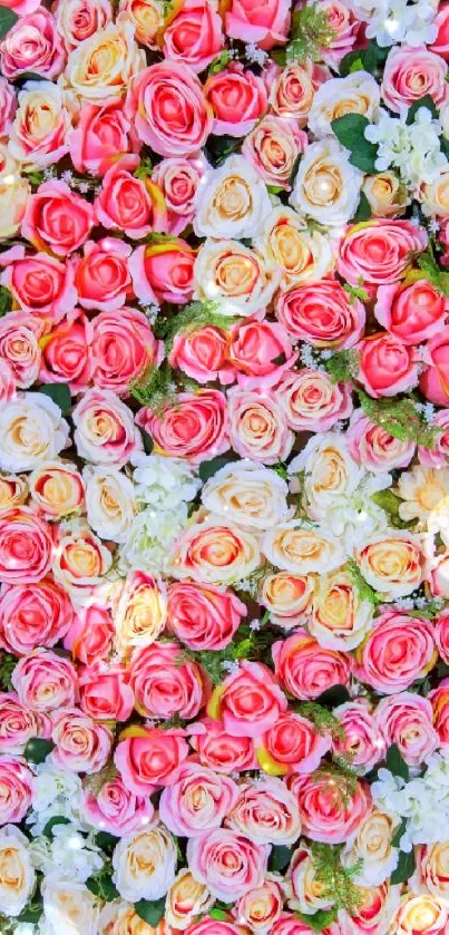 Vibrant floral mobile wallpaper with colorful roses and blooming flowers.