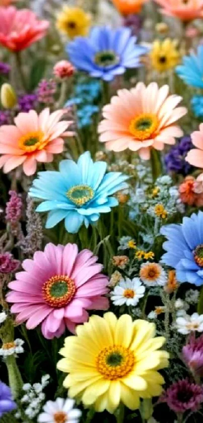 A vibrant floral garden wallpaper with colorful blooming flowers.