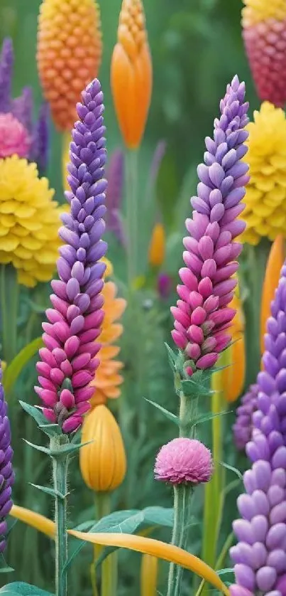 Vibrant multicolored flower garden wallpaper.
