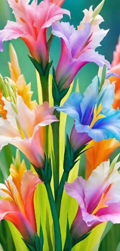 Colorful gladiolus flower illustration wallpaper.