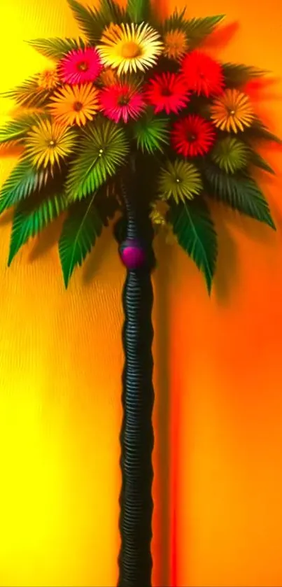 Bright and colorful floral wallpaper, vibrant design.