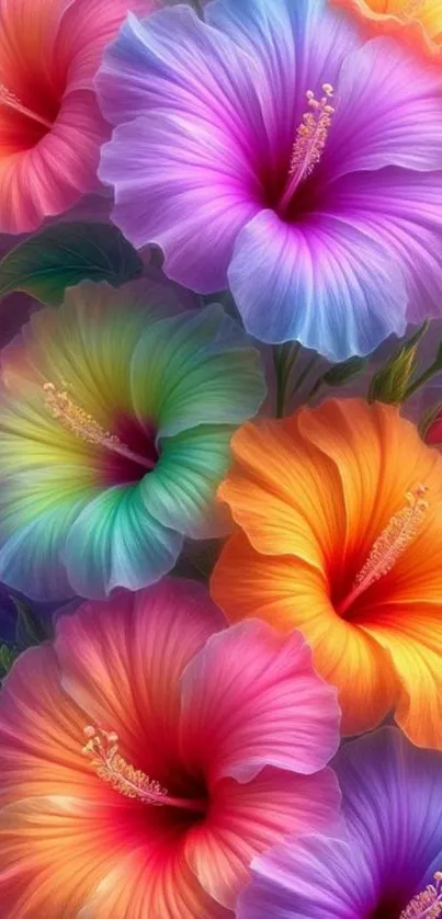 Vibrant hibiscus flower wallpaper with colorful blooms