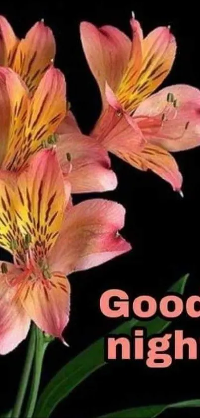 Beautiful floral wallpaper with 'Good Night' text.